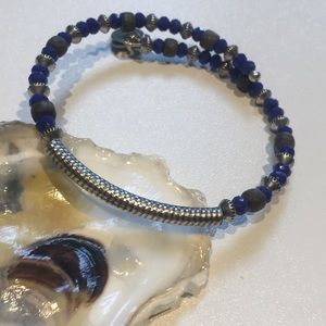 Alex and Ani Silver and Blue Beaded Bangle